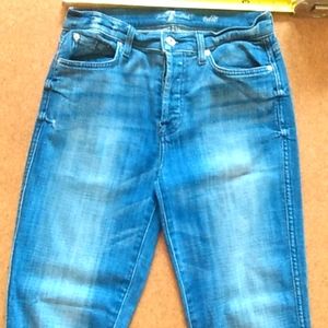 7 for All Mankind Edie High Rise Button Fly Jeans Straight Leg Curvy Fit 27
